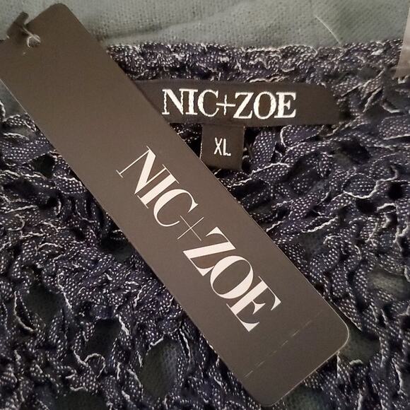 NWT!!! Nic + Zoe Fiji Waves Lace Knit Fringed Jacket Sz XL - Picture 6 of 7